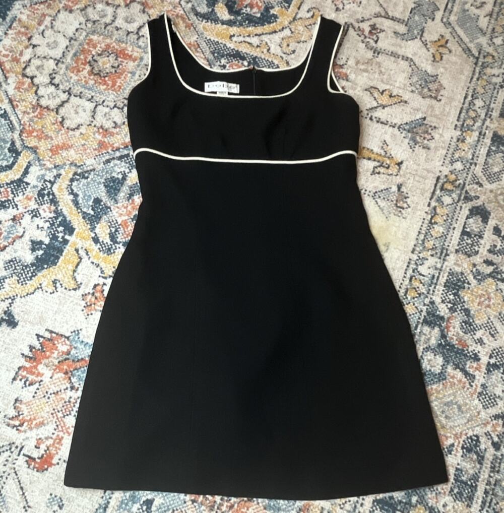 Vintage bebe San Francisco Black Empire Shift Dress Made in USA Sz 2P